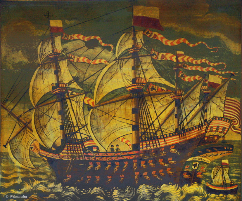 Die Adler von Luebeck zhlt zu den bekanntesten Galeonen,der hansischen Geschichte, sie wurde 1567erbaut und sollte als kampfkrftiges Flaggschiff im Nordischen Krieg dienen. Dieses Bild ist eine Photographie des bekannten Gemldes der Schiffergesellschaft zu Lbeck.